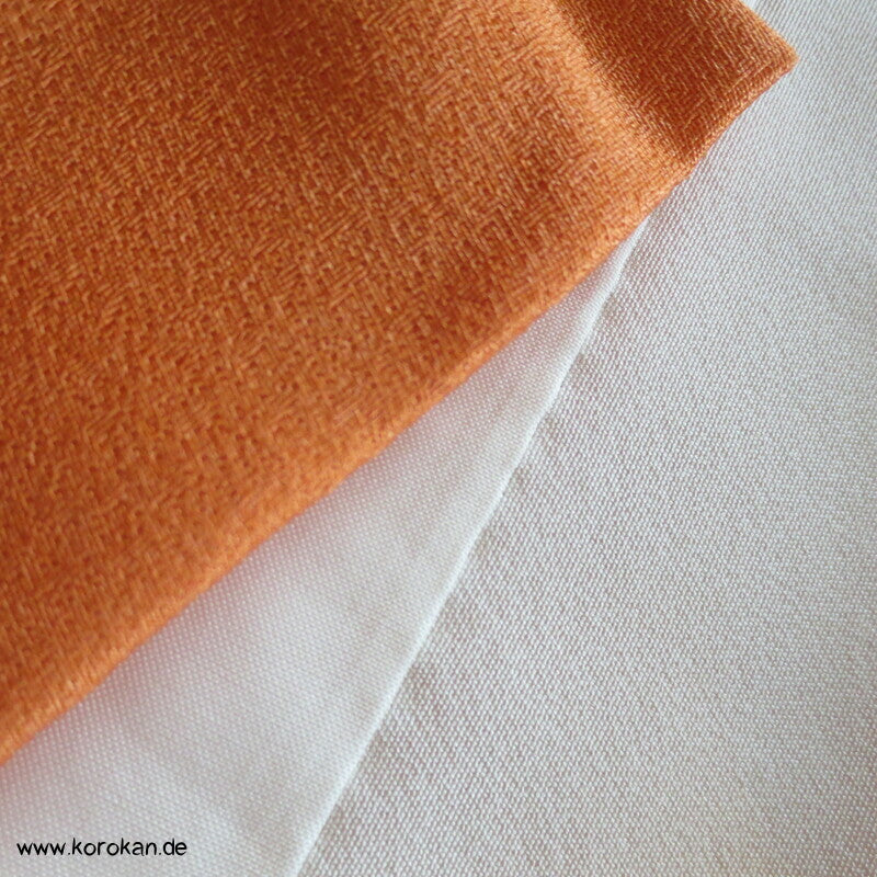 Fächer auf orange Seidendamast Homongi Kimono