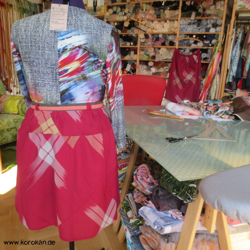 Bias Cut Rock aus Kimono Seide Tsumugi
