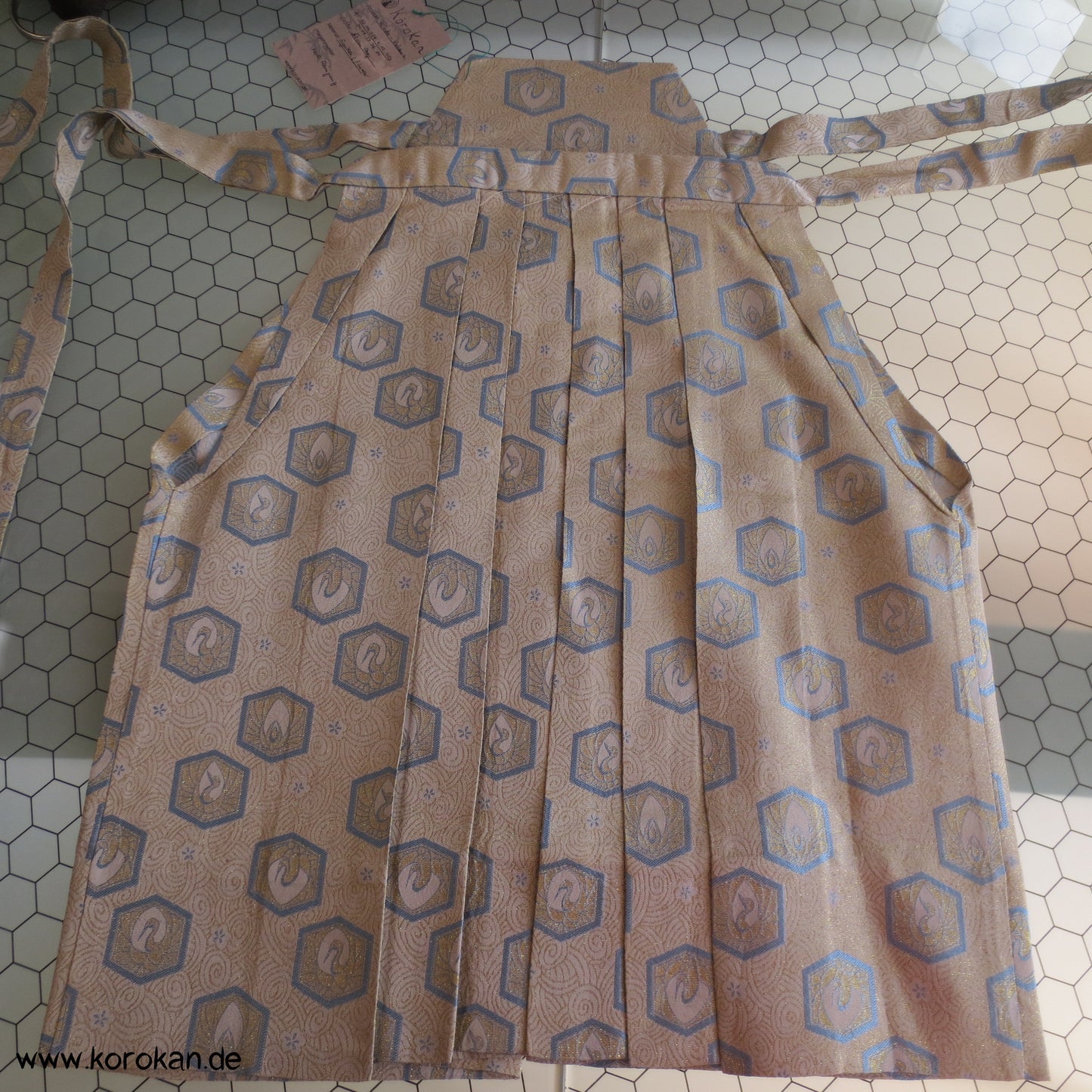 hellblau - goldene Brokat Hakama - für kleine Jungen
