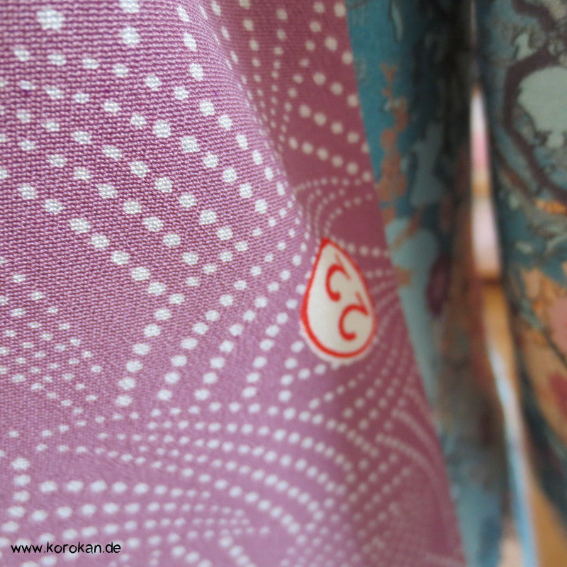 Seide Panel + Baumwoll Jersey3/4 Arm Shirt, Kombi aus Muster Kimono