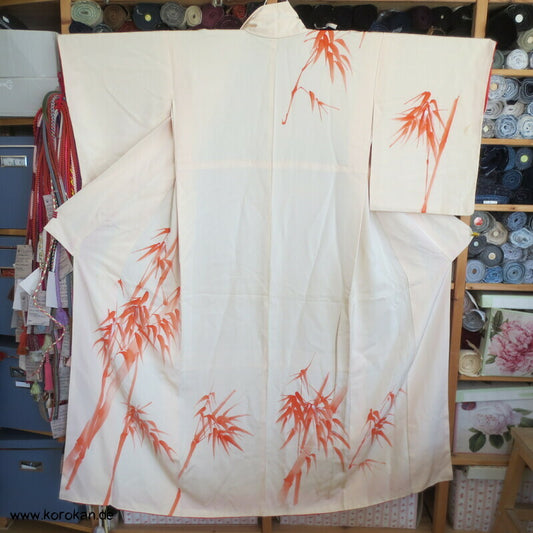 handgemalter Bambus Seidencrepe Homongi Kimono