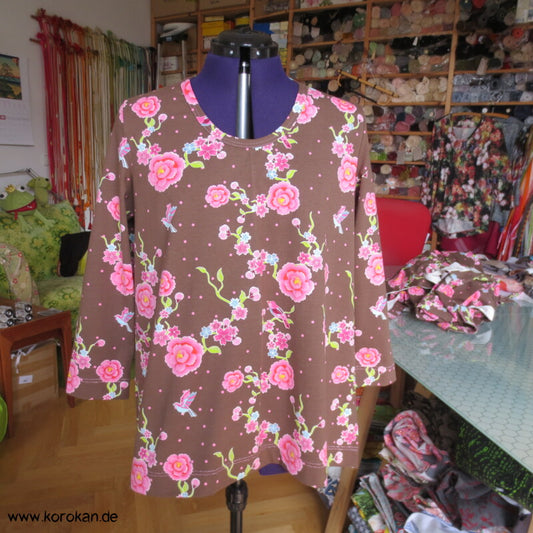 A Linien Shirt aus Stenzo Baumwolljersey Blumen, Vögel