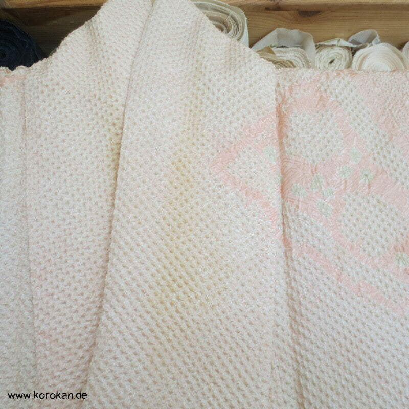 allover Fächermuster mit Farbverlauf Full Shibori Seidendamast Furisode Kimono
