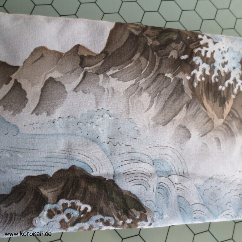 Männer Juban Kimono Seiden Araihari, Küsten Malerei und Shibori