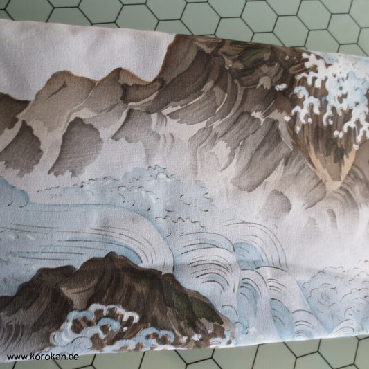 Männer Juban Kimono Seiden Araihari, Küsten Malerei und Shibori