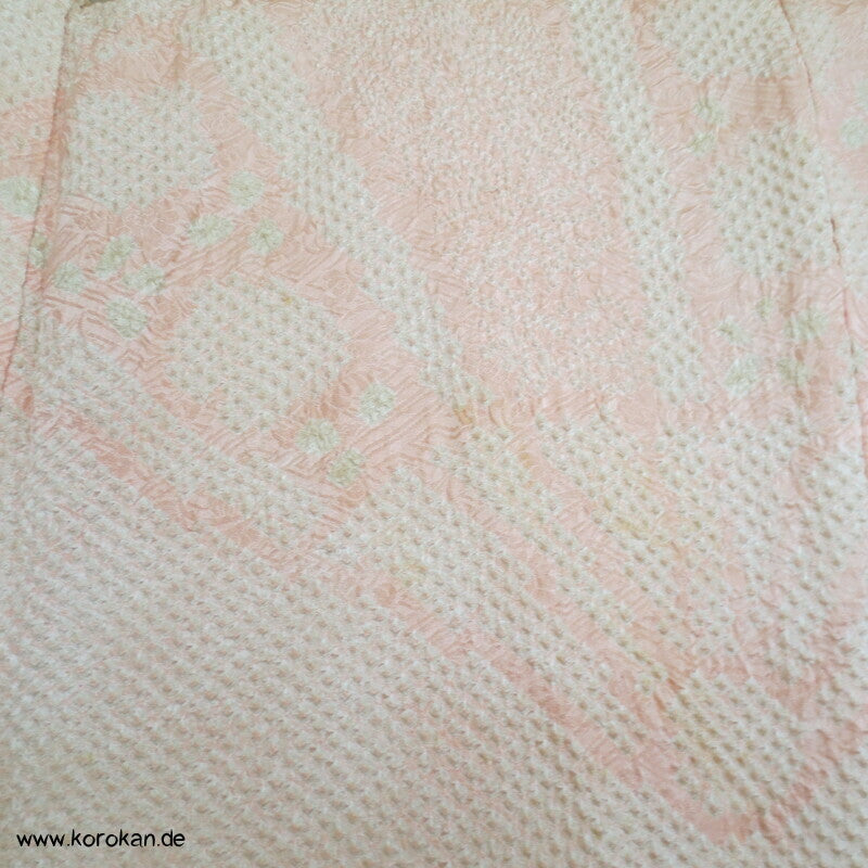 allover Fächermuster mit Farbverlauf Full Shibori Seidendamast Furisode Kimono