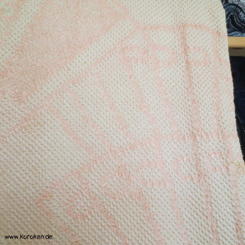 allover Fächermuster mit Farbverlauf Full Shibori Seidendamast Furisode Kimono