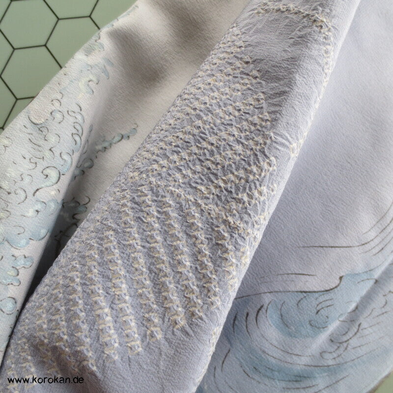 Männer Juban Kimono Seiden Araihari, Küsten Malerei und Shibori
