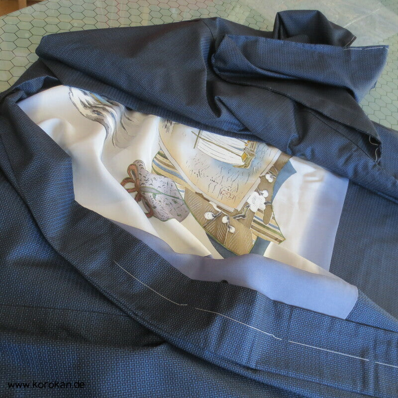 Tsumugi Seiden Haori Kimono Jacke, Bildfutter