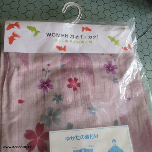 altrosa Sakura Yukata - ungefütterter Kimono aus Baumwolle