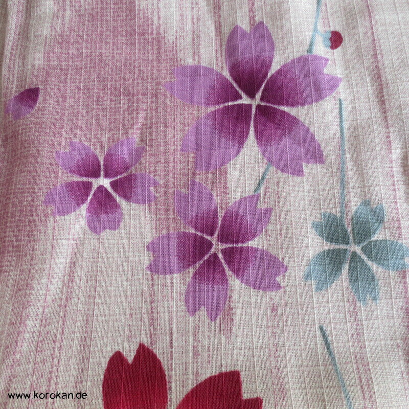 altrosa Sakura Yukata - ungefütterter Kimono aus Baumwolle