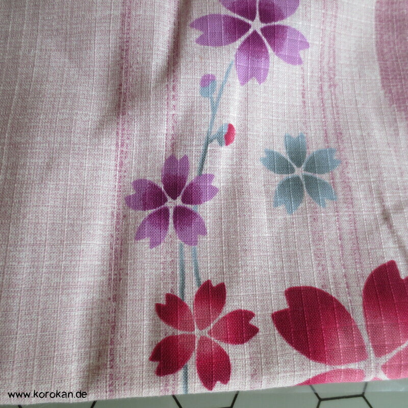 altrosa Sakura Yukata - ungefütterter Kimono aus Baumwolle