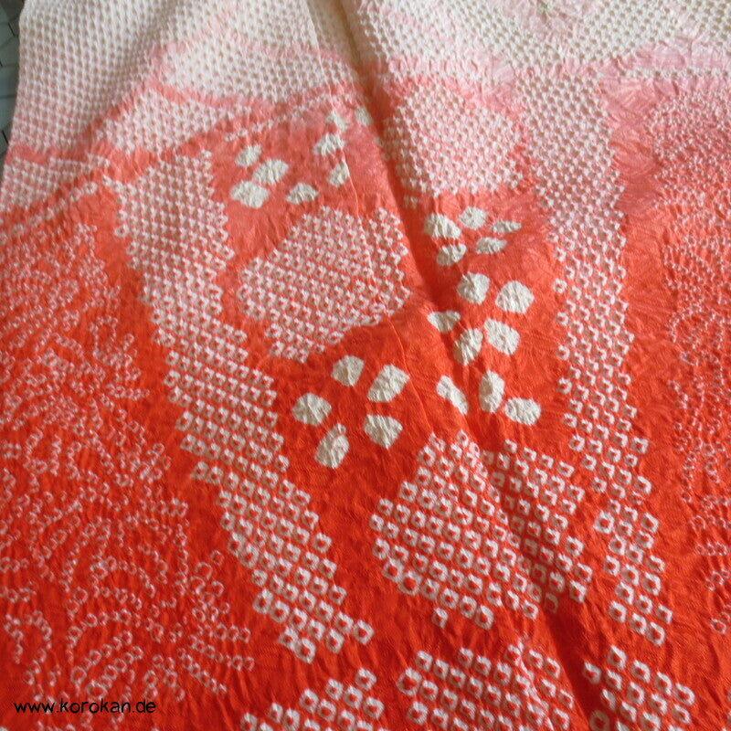 allover Fächermuster mit Farbverlauf Full Shibori Seidendamast Furisode Kimono