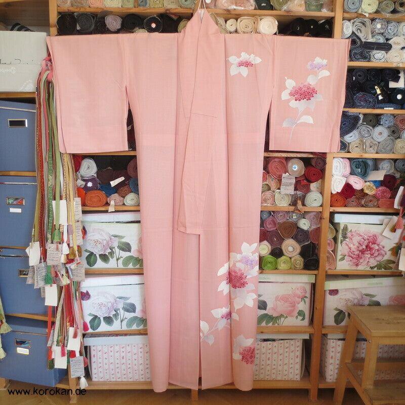Hydrangea Hitoe Tsukesage Kimono, Rho Seide