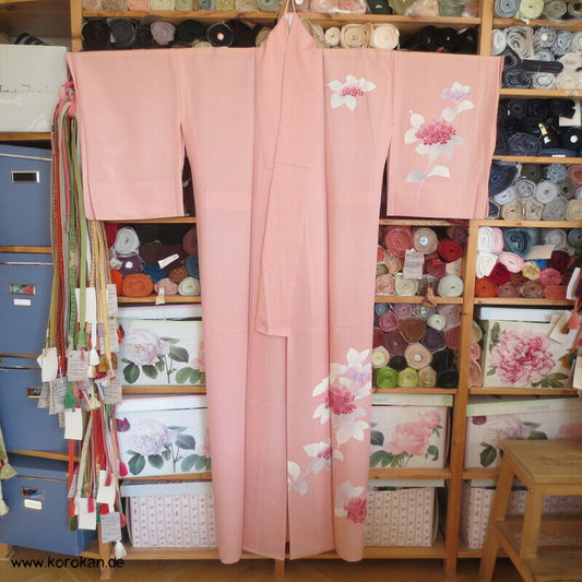 Hydrangea Hitoe Tsukesage Kimono, Rho Seide