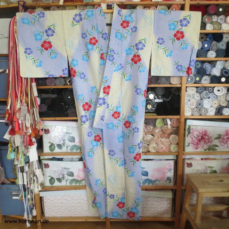 Kenzo Japan Yukata Nadeshiko Grasnelken Baumwoll Sommer Kimono