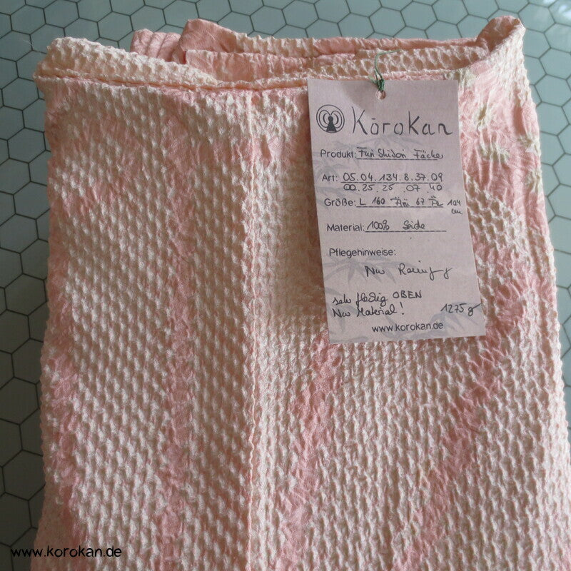allover Fächermuster mit Farbverlauf Full Shibori Seidendamast Furisode Kimono