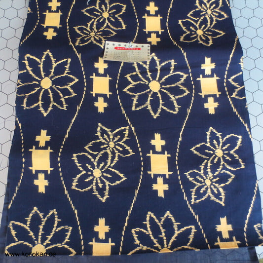 gelbes Tatewaku auf blau Yukata Kimono Baumwoll Stoff