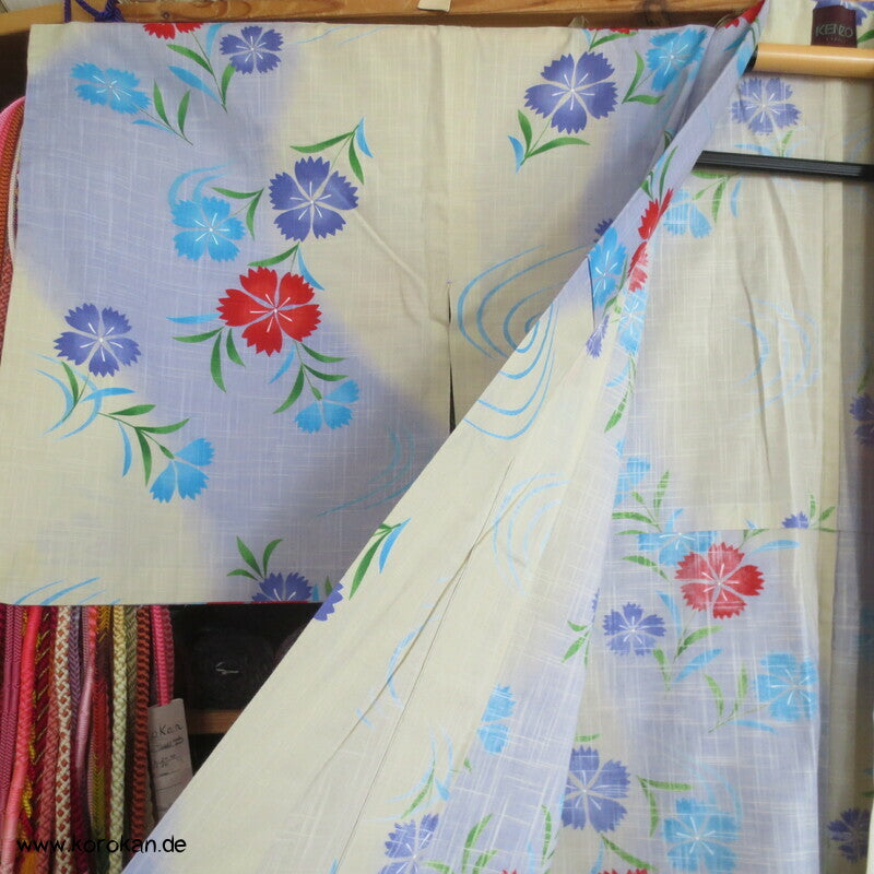 Kenzo Japan Yukata Nadeshiko Grasnelken Baumwoll Sommer Kimono
