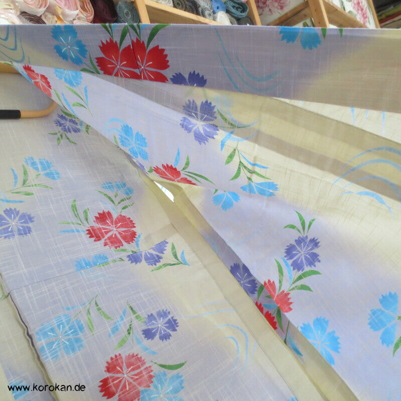 Kenzo Japan Yukata Nadeshiko Grasnelken Baumwoll Sommer Kimono