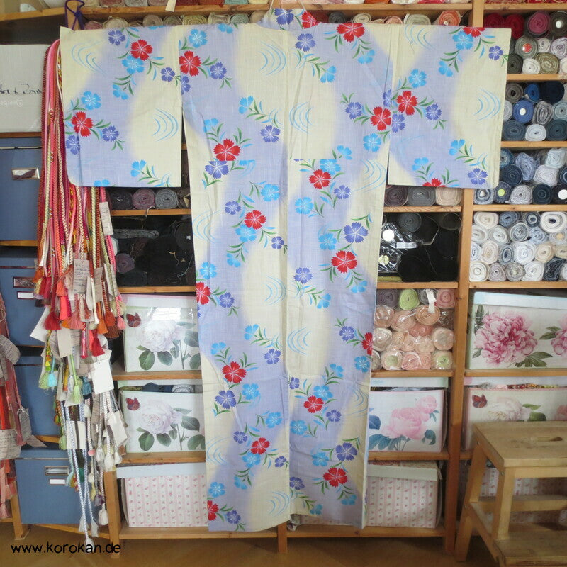Kenzo Japan Yukata Nadeshiko Grasnelken Baumwoll Sommer Kimono