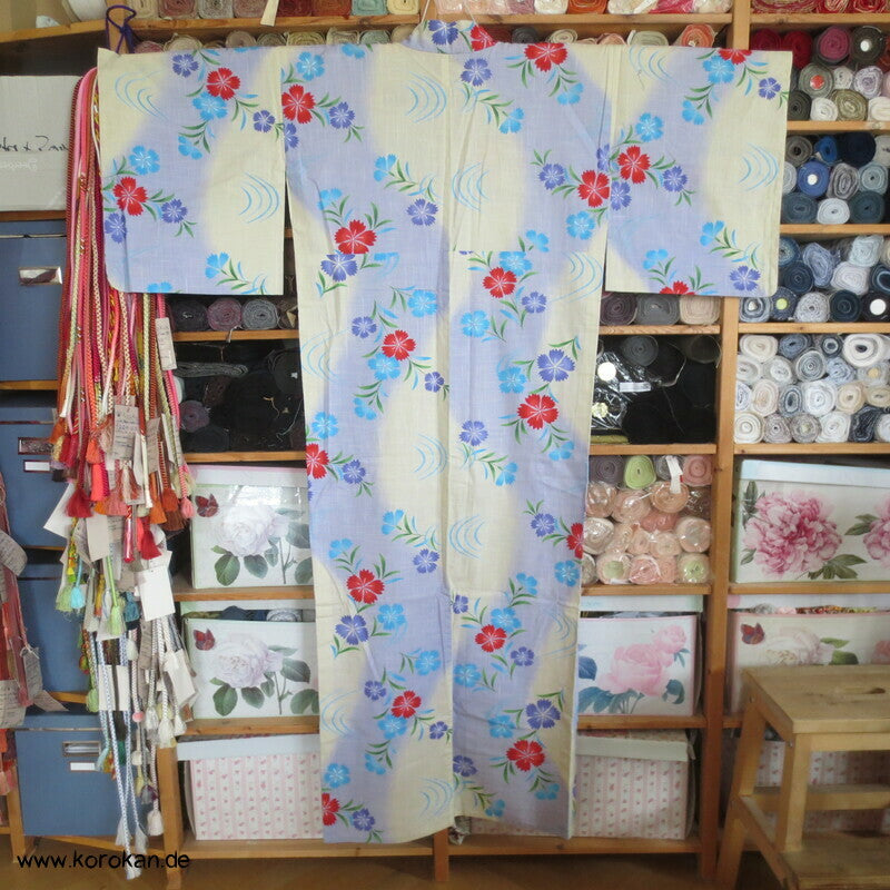 Kenzo Japan Yukata Nadeshiko Grasnelken Baumwoll Sommer Kimono