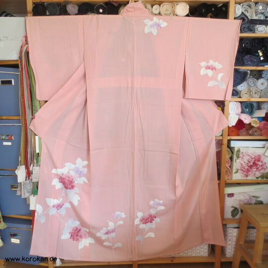 Hydrangea Hitoe Tsukesage Kimono, Rho Seide