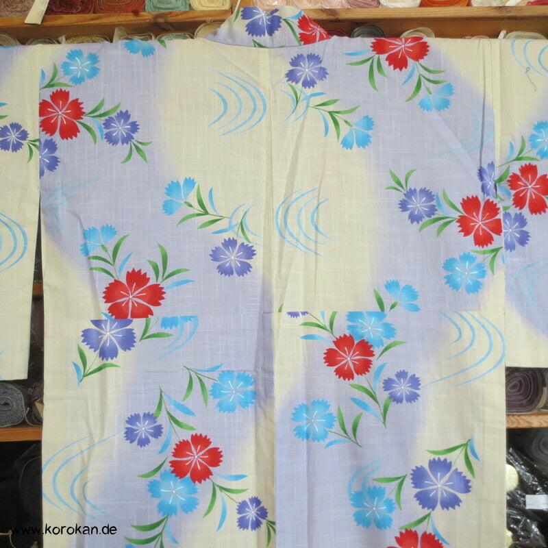 Kenzo Japan Yukata Nadeshiko Grasnelken Baumwoll Sommer Kimono