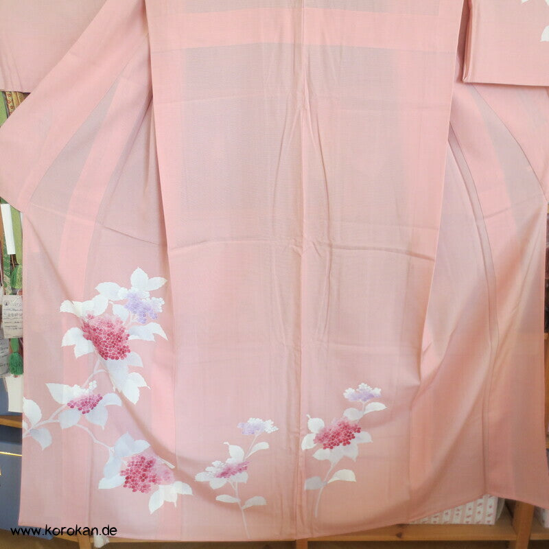 Hydrangea Hitoe Tsukesage Kimono, Rho Seide