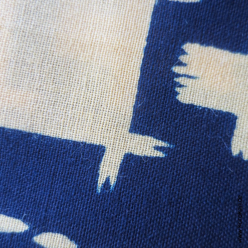 gelbes Tatewaku auf blau Yukata Kimono Baumwoll Stoff
