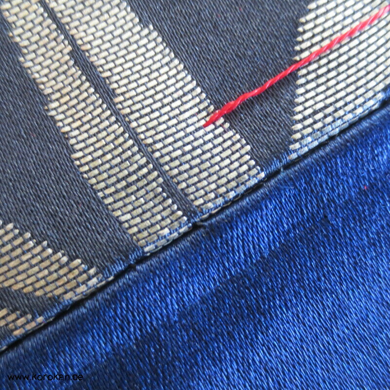 silberner Bambus auf mitternachtsblau Nagoya Obi