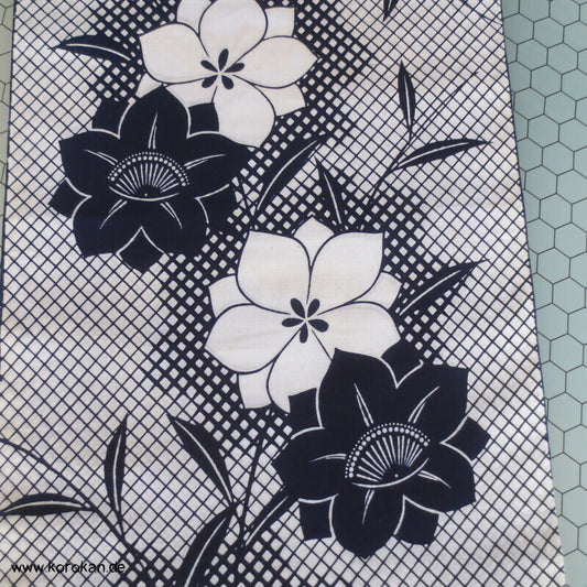 Blumen auf Grid Yukata Kimono Baumwoll Stoff