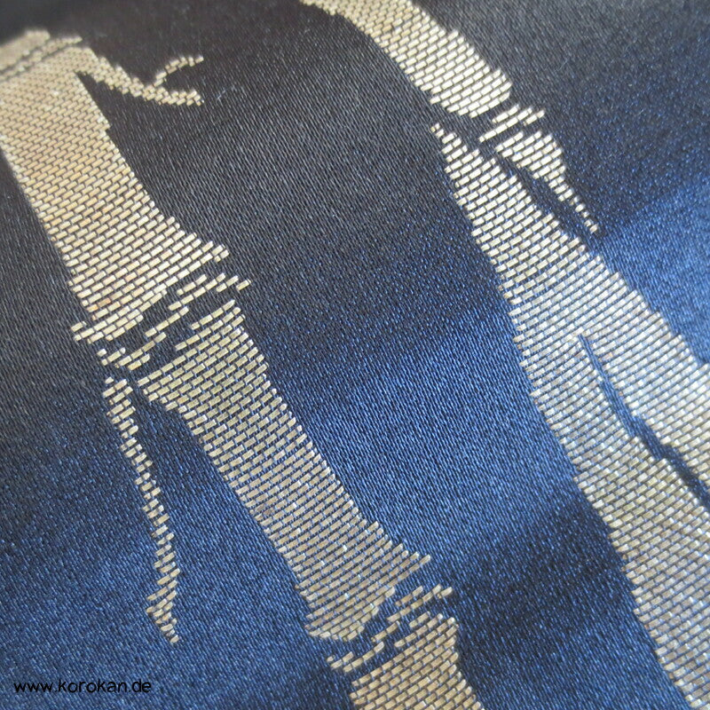 silberner Bambus auf mitternachtsblau Nagoya Obi