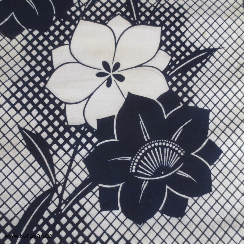 Blumen auf Grid Yukata Kimono Baumwoll Stoff