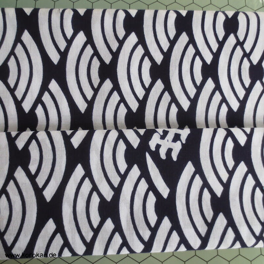 Wellen und Kanji Yukata Kimono Baumwoll Stoff
