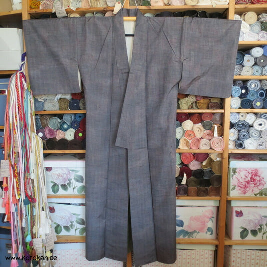 Tsumugi Seiden Kasuri Feinstreifen Bokashi Farbverlauf Kimono