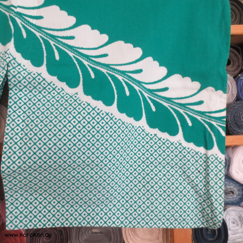 türkisgrüner Wisteria Homongi Yukata Baumwoll Kimono