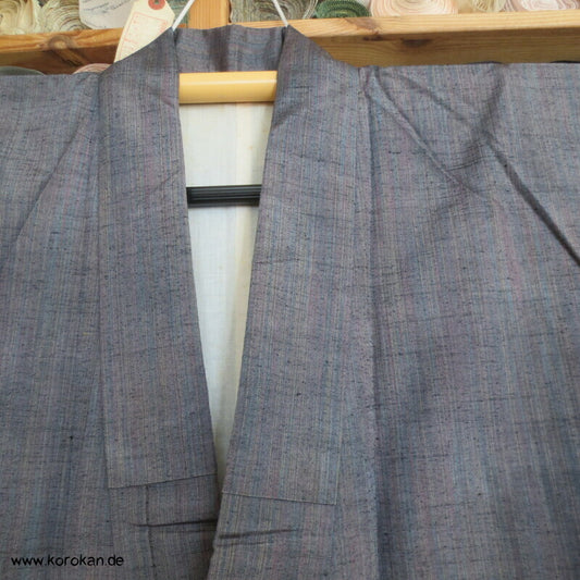 Tsumugi Seiden Kasuri Feinstreifen Bokashi Farbverlauf Kimono