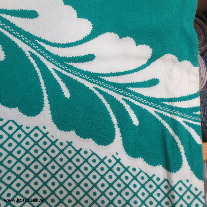 türkisgrüner Wisteria Homongi Yukata Baumwoll Kimono