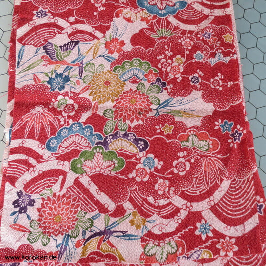 Araihari Kimono Chirimen Seidencrepe - klassische japanische Muster