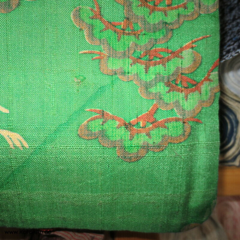 Japan Kranich und Pinien Druck Tsumugi Seiden Kimono