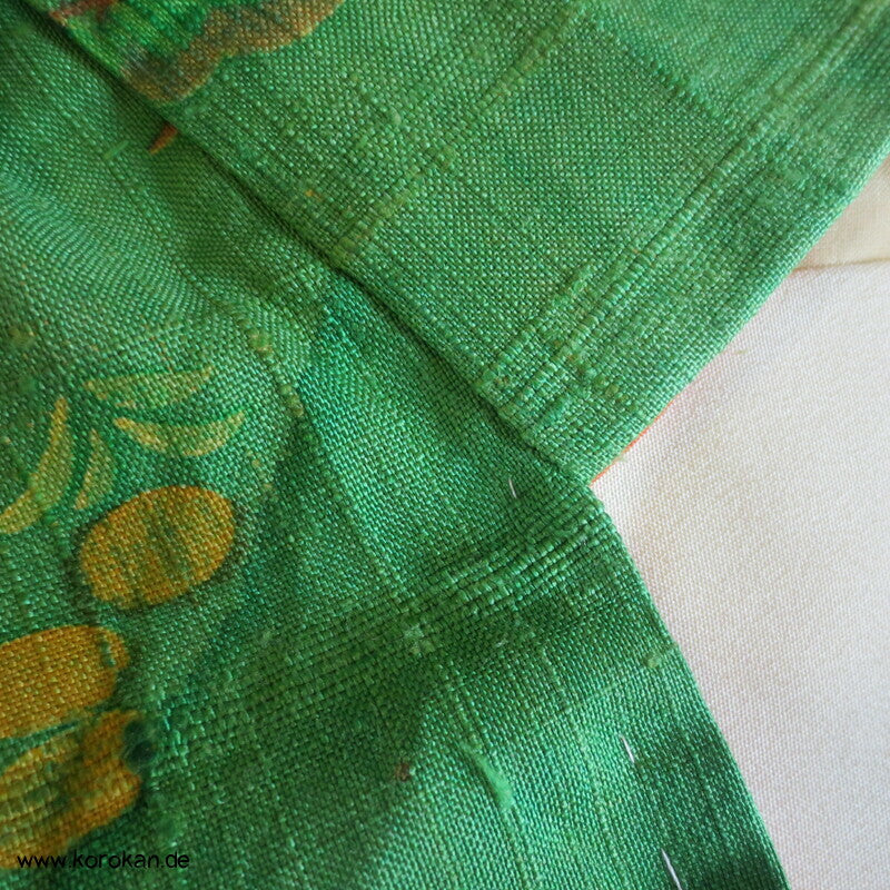 Japan Kranich und Pinien Druck Tsumugi Seiden Kimono