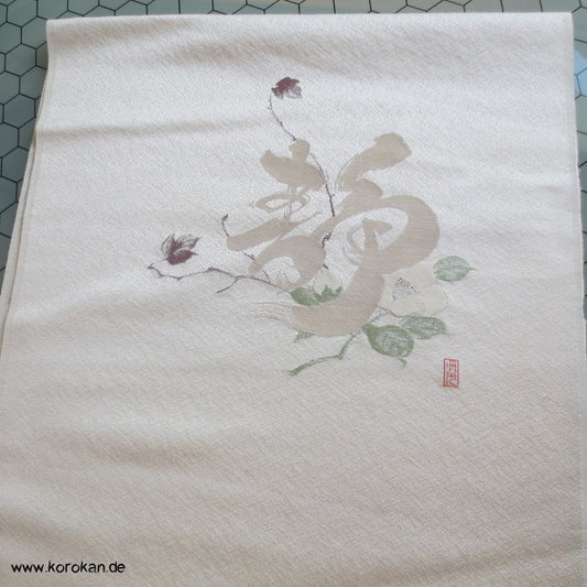 Kanji auf Blume Obi Seide, gewebt