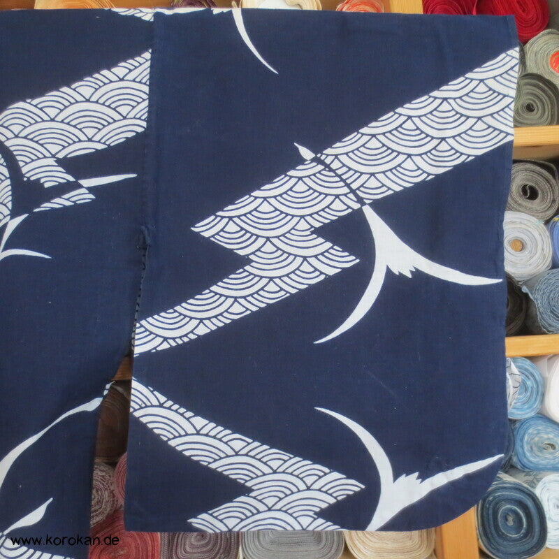 Yukata Baumwoll Kimono Kraniche und Wellen