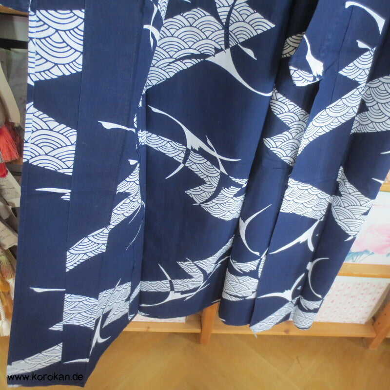 Yukata Baumwoll Kimono Kraniche und Wellen