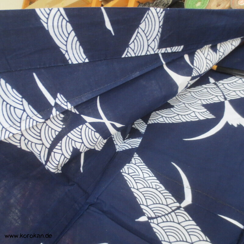 Yukata Baumwoll Kimono Kraniche und Wellen