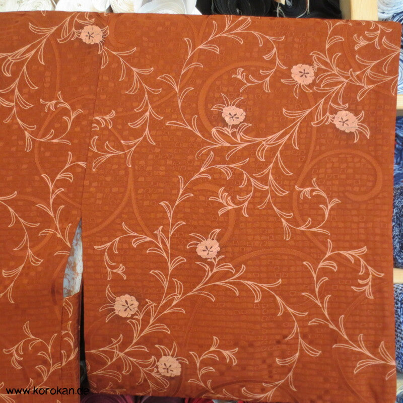 Arabesken Seidendamast Haori Kimono Jacke, kupfer