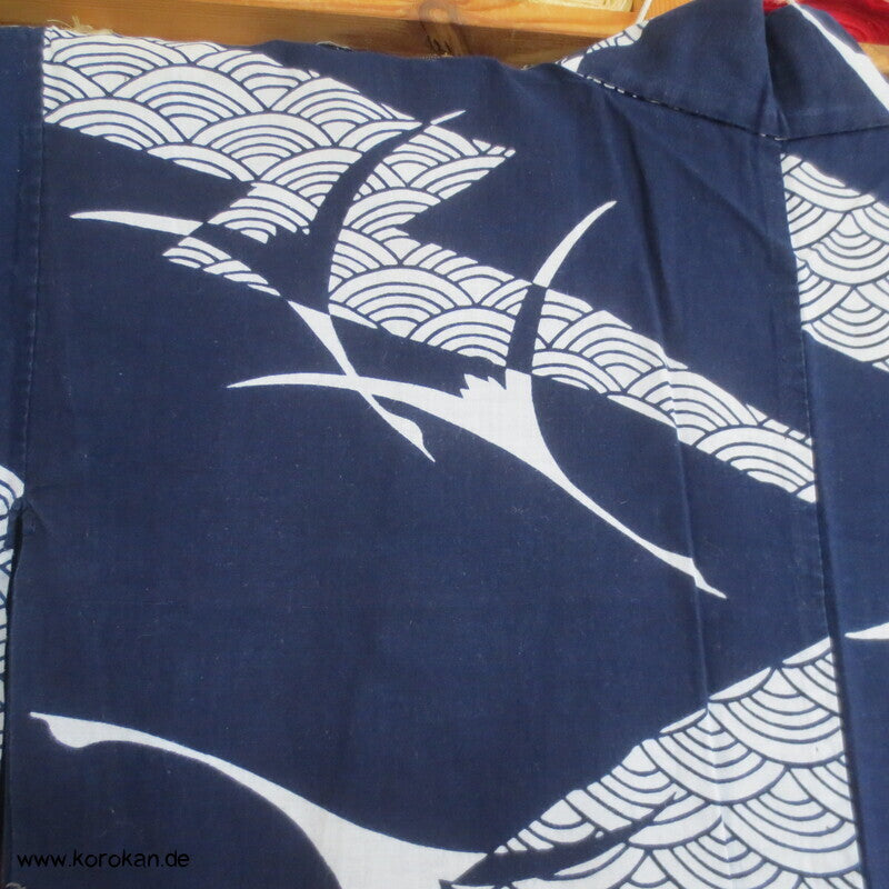 Yukata Baumwoll Kimono Kraniche und Wellen