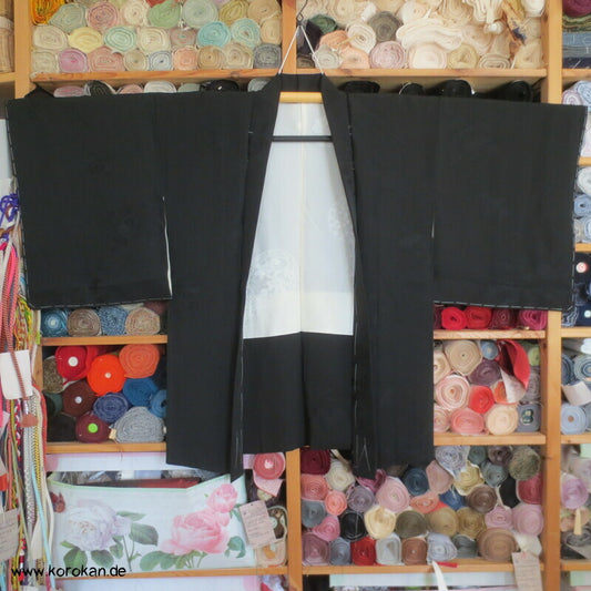 schwarze Kiku Damast Chrysanthemen Haori