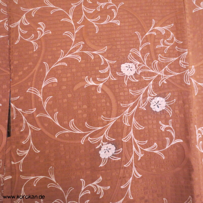 Arabesken Seidendamast Haori Kimono Jacke, kupfer